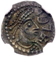 Great Britain. Anglo-Saxon, Mercia, Aethelbald, 716-757: Silver Sceatta, 1.06 g. Series "T", type 9. c. 730.