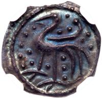 Great Britain. Anglo-Saxon. East Anglia, Aelfwald, 713-749: Silver Sceatta, 1.03 g. "Q, IF" Type 71, c. 720. - 2