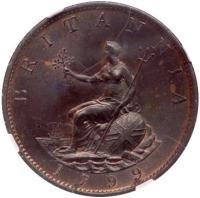 Great Britain. George III (1760-1820). Bronze Â½ Penny, 1799 - 2