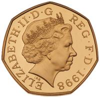 Great Britain. Elizabeth II (1952-2022). Gold 50 Pence, 1998