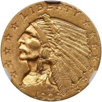 1909 $2.50 Indian NGC MS61