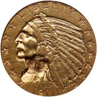 1911-D $5 Indian NGC AU53