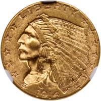 1914-D $2.50 Indian NGC MS63