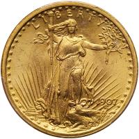 1907 $20 St. Gaudens. Flat Relief PCGS MS65