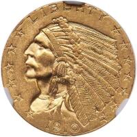 1910 $2.50 Indian NGC MS63