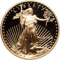 2004-W. $25.00 American Â½ oz Gold Eagle Gem Proof