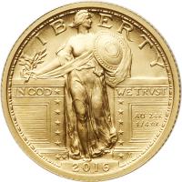 2016-W. Gold Standing Liberty Design Quarter