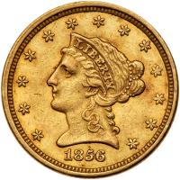 1856 $2.50 Liberty PCGS AU55