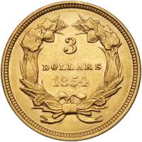 1854 $3 Gold PCGS AU58 - 2