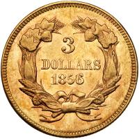 1856 $3 Gold PCGS AU58 - 2