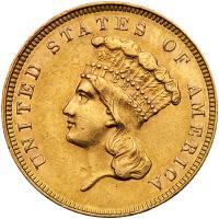 1862 $3 Gold PCGS AU58