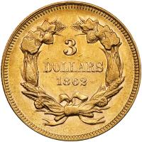 1862 $3 Gold PCGS AU58 - 2