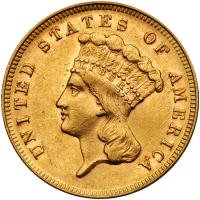 1868 $3 Gold PCGS AU58