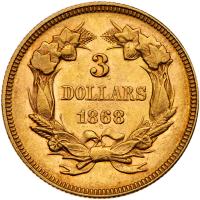 1868 $3 Gold PCGS AU58 - 2