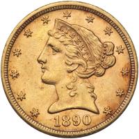 1890-CC $5 Liberty PCGS MS62