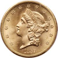 1857-S $20 Liberty PCGS MS65