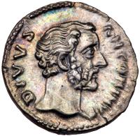 Divus Antoninus Pius. Silver Denarius (3.67 g), died AD 161 Superb EF