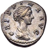 Crispina. Silver Denarius (3.24 g), Augusta, AD 178-182 Choice VF