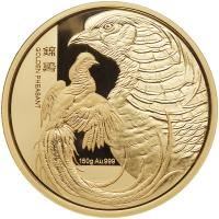 China (People's Republic). Golden Pheasant Official Mint Gold 150 Gram Medal, 2017