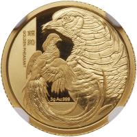 China (People's Republic). Golden Pheasant Official Mint Gold 3 Gram Medal, 2017