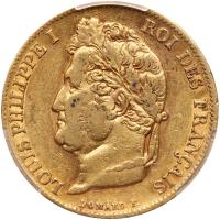 France. 20 Francs, 1840-A PCGS EF45