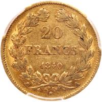 France. 20 Francs, 1840-A PCGS EF45 - 2