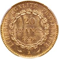 France. 20 Francs, 1898-A PCGS MS64 - 2