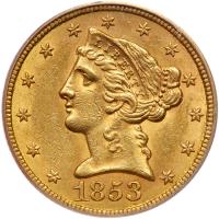 1853 $5 Liberty PCGS MS61