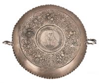 Worldwide. Silver Dish with Germany-Eisleben Medallic Taler, 1661 at Base