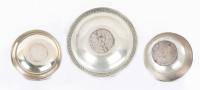 Worldwide. Lot of Silver Dishes or Small Ash Trays with Coins from Persia at Base: