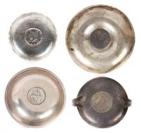 Lot of 4 Silver Dishes with Coin at the Base: