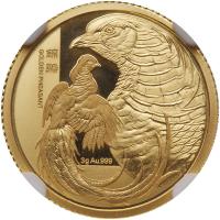 China (People's Republic). Golden Pheasant Official Mint Gold 3 Gram Medal, 2017