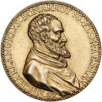 Italian States: Florence. Michelangelo Buonarroti. Artist, 1475-1564. Gilt Copper Medal