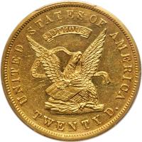 1853 U.S. Assay Office $20 Gold, 900 THOUS PCGS Unc Details