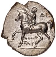 Calabria, Taras. Silver Nomos (6.50 g), ca. 272-240 BC Mint State