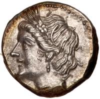 Bruttium, Carthaginian occupation. Silver 1/4 Shekel (1.84 g), ca. 215-205 BC Ne