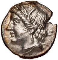 Bruttium, Carthaginian occupation. Silver 1/4 Shekel (1.79 g), ca. 215-205 BC Mi