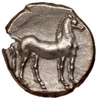 Bruttium, Carthaginian occupation. Silver 1/4 Shekel (1.79 g), ca. 215-205 BC Mi - 2