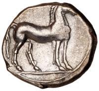 Bruttium, Carthaginian occupation. Silver 1/4 Shekel (2.04 g), ca. 215-205 BC Ne - 2