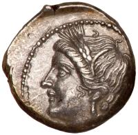 Bruttium, Carthaginian occupation. Silver 1/4 Shekel (1.90 g), ca. 215-205 BC EF