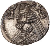 Parthian Kingdom. Phraatakes, with Queen Musa. Silver Drachm (3.02 g), 2 BC-AD 4/5