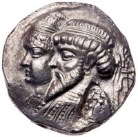 Elymaian Kingdom. Kamnaskires III, with Anzaze. Silver Tetradrachm (13.88 g), ca. 82/1-73/2 BC