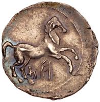 Sicily, Carthaginian occupation. Silver 1/4 Shekel (2.05 g), ca. 213-211 BC Supe - 2