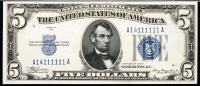 $5 Silver Certificate s/n A14111111A