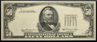 Rare Small Head Choice Unc $50 FRN with 3rd overprint on back