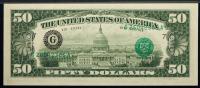 Rare Small Head Choice Unc $50 FRN with 3rd overprint on back - 2