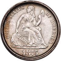 1875-CC Liberty Seated 10C. Mintmark Above PCGS AU58