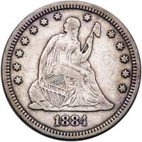 1884 Liberty Seated 25C PCGS VF Details