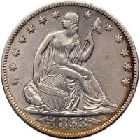 1853 Liberty Seated 50C. Arrows & Rays EF40