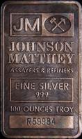 Johnson Matthey Silver 100 ozt Bar